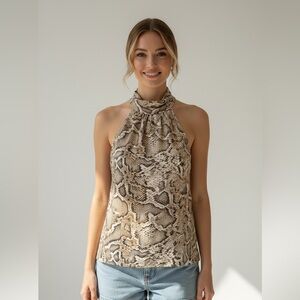 Open back high neck snake top